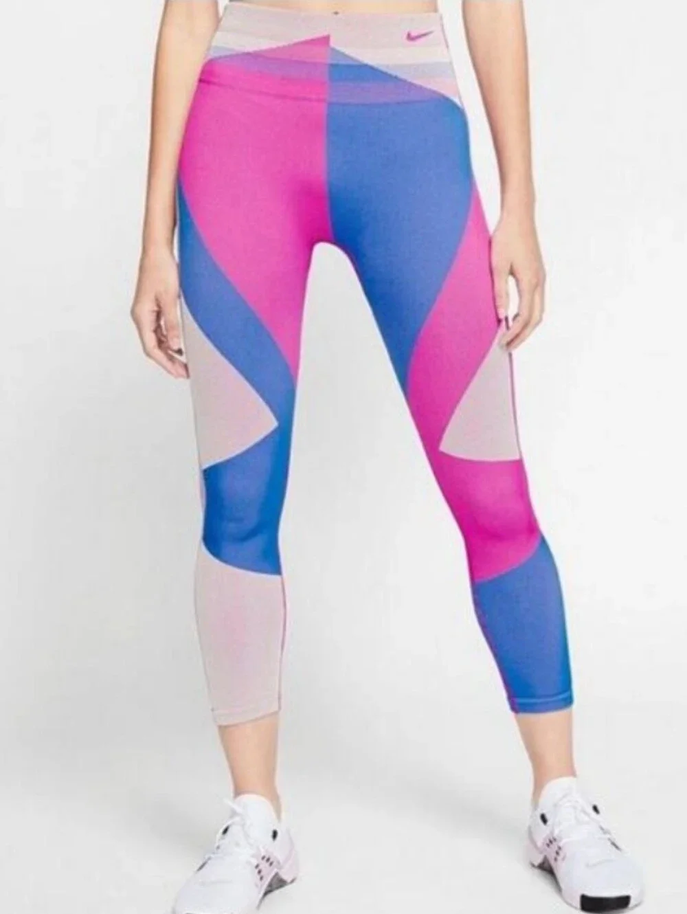 Nike Pink, Blue & Cream Colorblock Performance Leggings